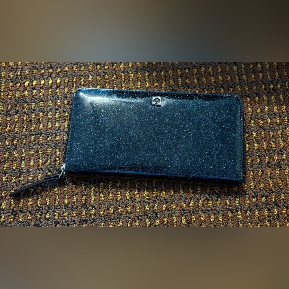 Kate Spade Navy Glimmer Sparkly Continental Wallet GUC